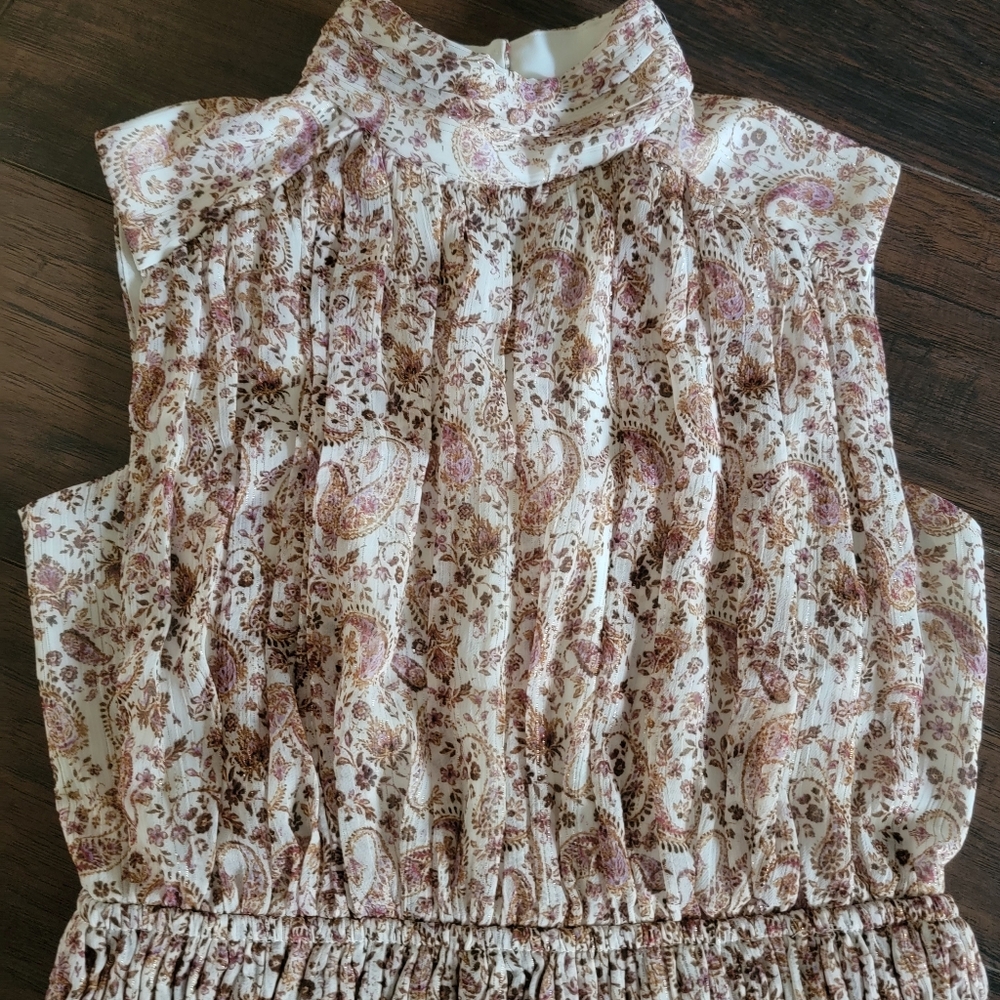 House of Harlow x Shona‎ Joy Colette Paisley Ruched Smocked Mini Dress Mock Neck - Picture 11 of 11